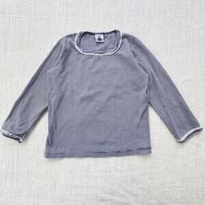 Petit Bateau Navy & White Striped Long Sleeve Tee GUC 5